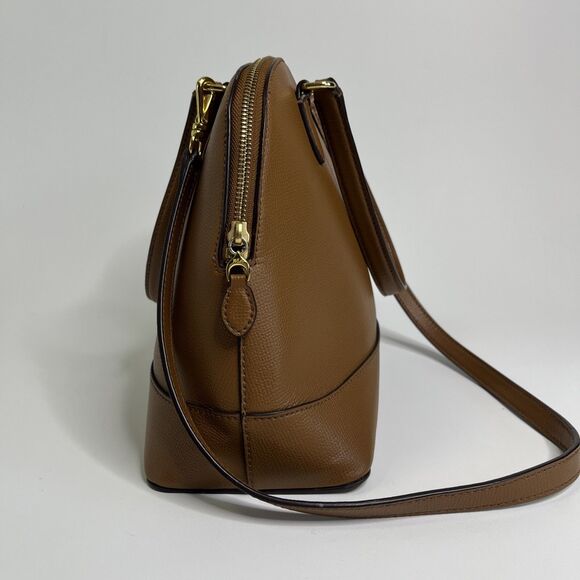 Ralph Lauren RLL Brown Leather Dome Satchel Bag Handbag Purse Classic - Picture 4 of 11